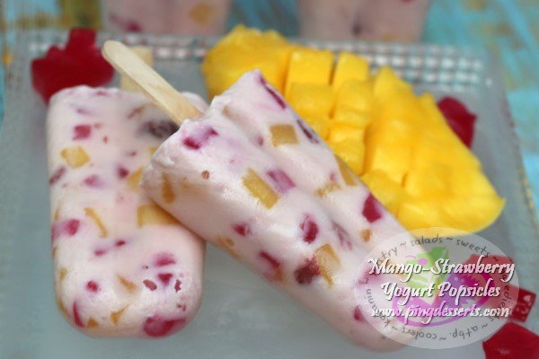 strawberry - mango yogurt popsicle 1