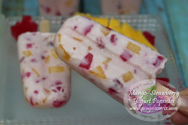 strawberry - mango yogurt popsicle 3